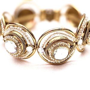 Gold Hinged Holiday or NYE Statement Bracelet for Small Wrist